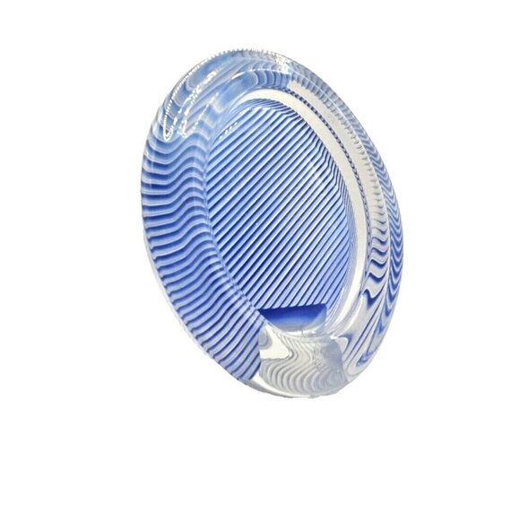 Mikasa Glass Oval Picture Frame Blue Wavy Stripes - Made in Japan - Vintage - Picture 9 of 11